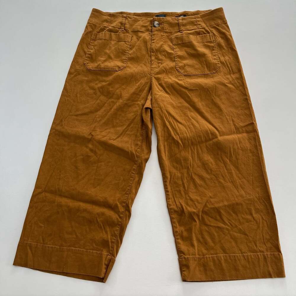 Maeve The Colette Pants Size 18W Brown Linen Blend Wide Leg Cropped Culottes